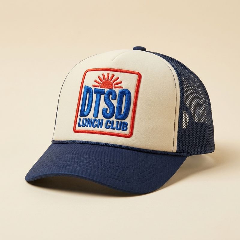Cream trucker hat mockup